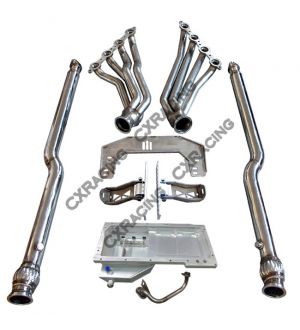 CX Racing LS1 Engine T56 Transmission Mount Header Downpipe Oil Pan For Nissan 350Z Swap