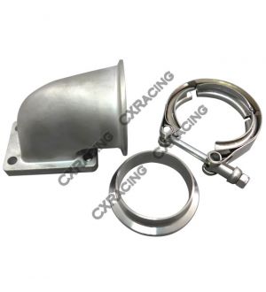 CX Racing T2 T25 T28 Turbo Stainless Steel 90 Deg Elbow Adapter Flange + 2.5