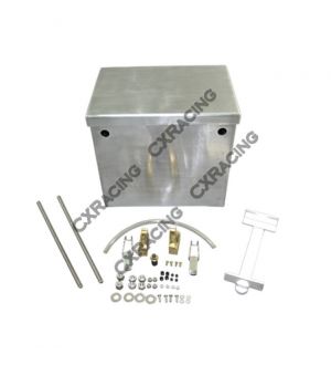 CX Racing Polished Aluminum Relocation Battery Box Kit, 12