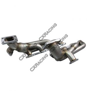 CX Racing Twin Turbo Header T3 38mm WG For 79-93 Ford Fox Body Mustang 5.0L