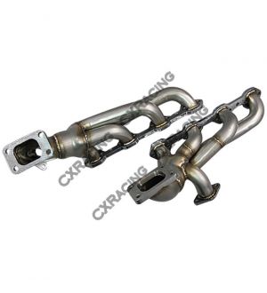 CX Racing Twin Turbo Header T3 38mm WG For 79-93 Ford Fox Body Mustang 5.0L