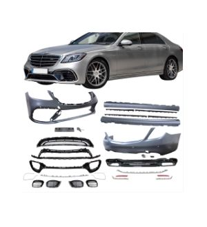 Ikon Motorsports 17-19 Benz W222 S550 S600 AMG Style Front + Rear Bumper Cover + Side Skirts