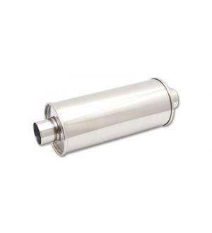Vibrant StreetPower Round Muffler 5in x 9in x 14in Long Body 2.5in in I.D. x 2.5in Out Center-Center