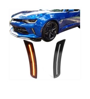 Ikon Motorsports 16-18 Chevy Camaro Front Side Marker Lights Corner Lamps Yellow LED 2PC