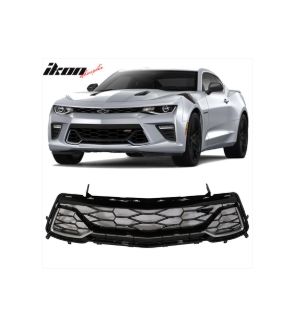 Ikon Motorsports Fits 2016 - 2019 Chevy Camaro 2-Door Front Grille Painted Switchblade Silver Metallic