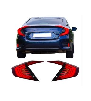 Ikon Motorsports 16-18 Honda Civic 10th Gen Red Tail Lights Turn Lights + Side Corner Lights