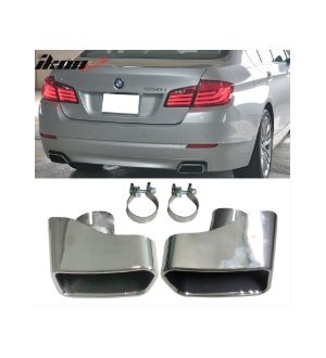 Ikon Motorsports 11-16 BMW F10 F11 F18 5 Series Exhaust Muffler Tip Chrome Stainless Steel