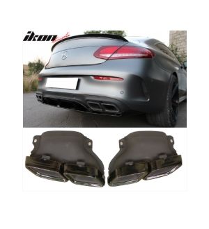 Ikon Motorsports 15-18 Benz C292 GLS X166 C-Class W213 AMG Style Exhaust Tips Black