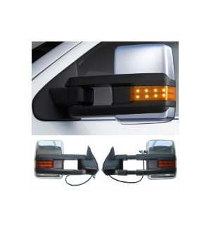 Ikon Motorsports 02-07 Silverado Towing Mirror Power Heat Signal Arrow Clearance Light Chrome 2PC