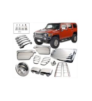 Ikon Motorsports 2006-2010 Hummer H3 ABS Chrome Tail Light Mirror Handle Antenna Intake Cover Trim