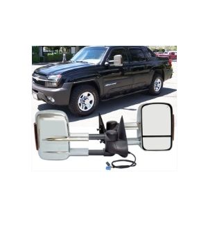 Ikon Motorsports 02-07 Chevy Silverado Towing Mirrors Power Heated Signal Arrow Light Chrome 2PC