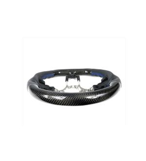Ikon Motorsports Fits 15-19 Subaru WRX Steering Wheel CF + Perforated Leather + Blue Stitching