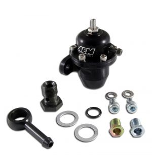 AEM Electronics Adjustable Fuel Pressure Regulator;Black;Acura and Honda Inline Flange with 90 Degree Return Lin