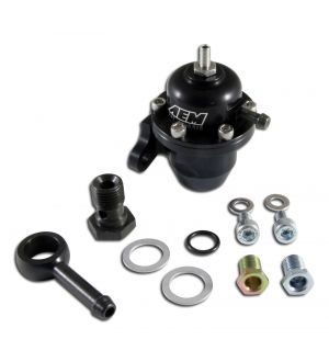 AEM Electronics Adjustable Fuel Pressure Regulator;Black;Acura and Honda Offset Flange with 90 Degree Return Lin