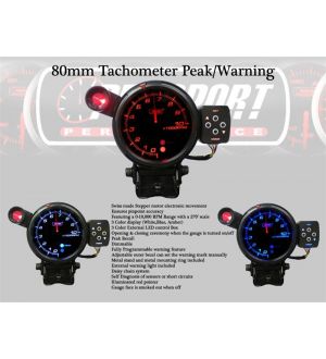 ProSport 80mm Tachometer Peak/Warning