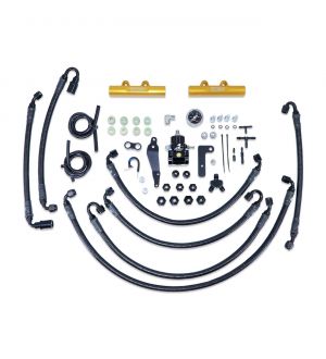 IAG PTFE Flex Fuel System Kit w/ Aeromotive FPR, IAG Gold Fuel Rails for 08-14 WRX, 08-21 STI