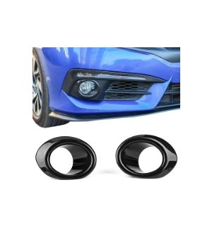 Ikon Motorsports Fits 16-20 Honda Civic 10th Gen OE Style Fog Lights Cover Trim Carbon Fiber Print