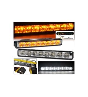 Ikon Motorsports Fit For DRL Led Driving Fog Lights Lamps White & Amber Turn Signal 155MM 6 Inch