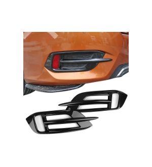 Ikon Motorsports Fits 16-20 Honda Civic Sedan 10th Gen Rear Fog Lights Cover Carbon Fiber Print 2 Pieces