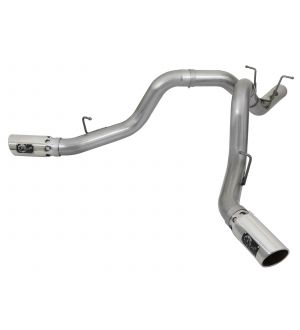 aFe Large Bore-HD 4in 409-SS DPF-Back Exhaust w/Dual Polished Tips 2017 GM Duramax V8-6.6L (td) L5P - 49-44086-P