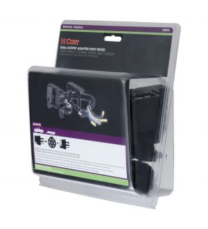 Curt Dual-Output Electrical Adapter w/Tester (Adds 7-Way RV Blade to 4-Way Flat)