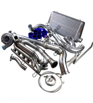 CX Racing GT35 Turbo Manifold Downpipe Intercooler Kit for BMW E46 M52 Engine NA-T