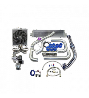 CX Racing Turbo Intercooler Kit + Radiator Fan Ram Manifold For Civic D15 D16