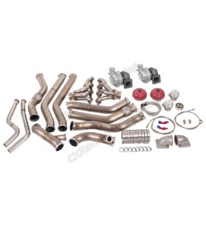 CX Racing Twin Turbo Header Manifold Downpipe Wastegate Kit for 68-72 Chevelle LS1 LSx