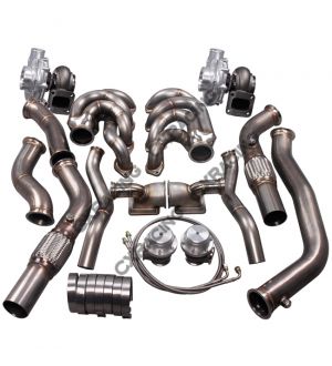 CX Racing Twin Turbo Manifold Header Downpipe Kit For 64-67 Chevelle BBC Big Block 396 402 427 454