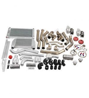 CX Racing Twin Turbo Kit Intercooler Radiator For 68-72 Chevelle BBC Big Block 396 402 427 454