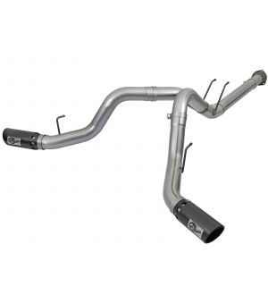 aFe Large Bore-HD 4in 409 Stainless Steel DPF-Back Exhaust w/Black Tip 2017 Ford Diesel V8 6.7L (td) - 49-43092-B