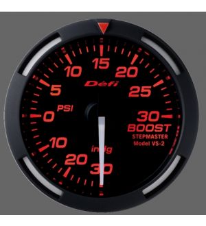 DEFI 52MM RED RACER BOOST GAUGE (WHITE NEEDLE)