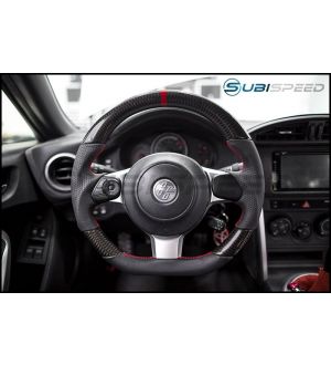 FT-86 SPEEDFACTORY FACELIFTED CR STYLE CARBON FIBER / LEATHER STEERING WHEEL - 2017+ 86 / BRZ