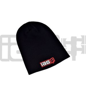 IAG Black Knit Slouch Beanie Cap with IAG Embroidered Logo