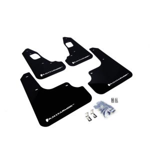 Rally Armor 2008-17 Mitsubishi EVO X Black UR Mud Flap White Logo