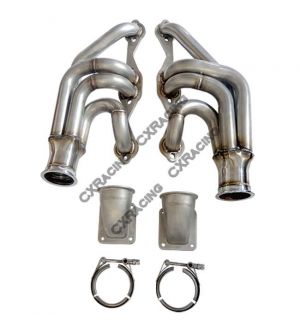CX Racing DIY Small Block SBC Twin Turbo Headers / Manifolds + Turbo Elbow Adapters For 3rd Generation 1982-1992 Chevrolet Camaro