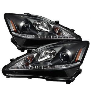 Spyder Signature Lexus IS 250/350 2006-2010 Projector Headlights (compatible with halogen model only) - DRL - Black