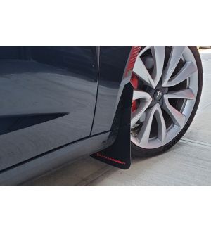 Rally Armor Black UR Mud Flap Red Logo - 2017-21 Tesla Model 3