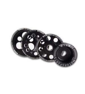 TITAN 4 PIECE BLACK EDITION BILLET ALUMINUM PULLEY SET W/ IDLER FOR 2JZ/1JZ