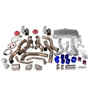 CX Racing Twin Turbo Header Manifold Downpipe Intercooler Kit For 82-92 Camaro SBC